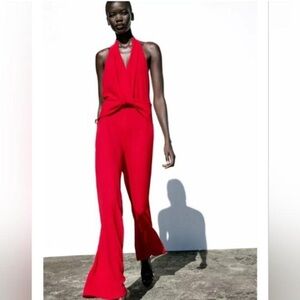 NWT Zara Red Halter Jumpsuit